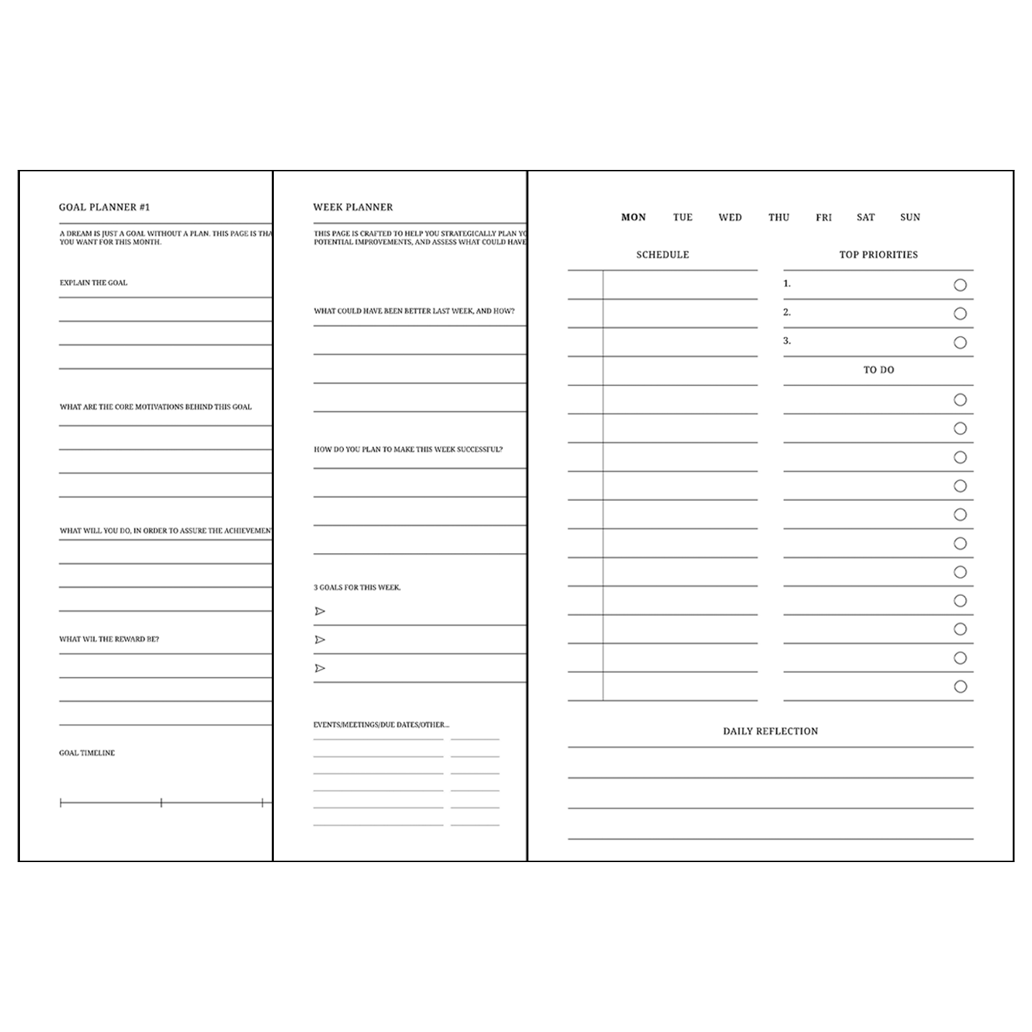 Success Blueprint Planners (Daily Planner, Week Planner, Month Planner)