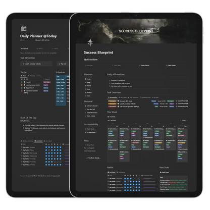 Success Blueprint Digital/Notion Edition, Dashboard, and Daily Planner, by usethriv.com