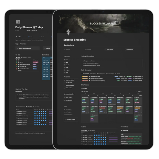 Success Blueprint Digital/Notion Edition, Dashboard, and Daily Planner, by usethriv.com